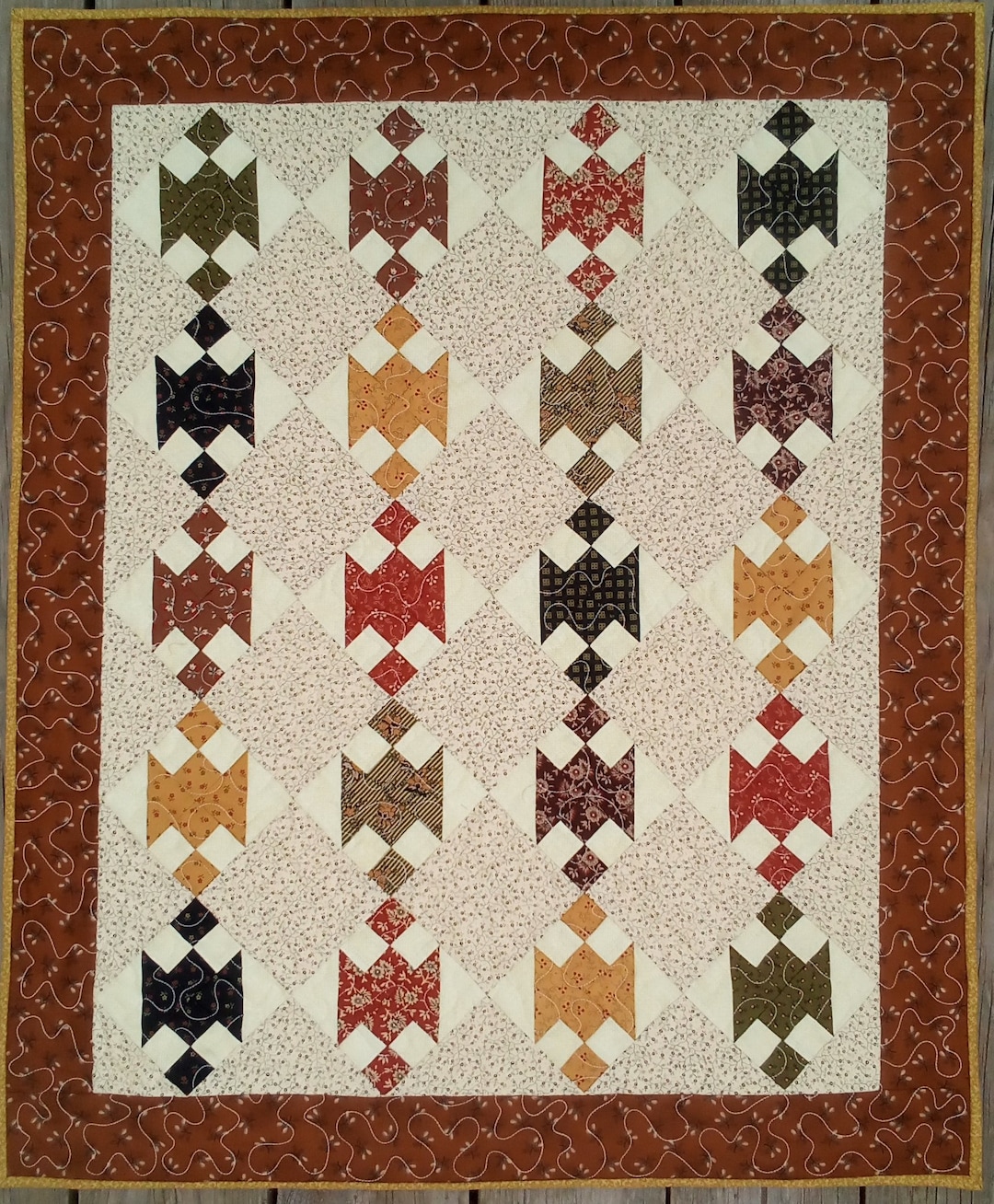 Handmade Quilt Wall Hanging or Table Topper, Reproduction Fabric Etsy