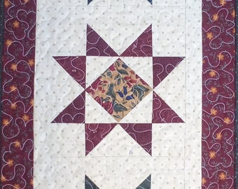 Handmade Quilt Table Runner, Diamond Star