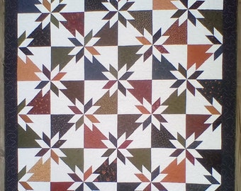 Handmade Lap Quilt, Hunter's Star, Lemoyne Star