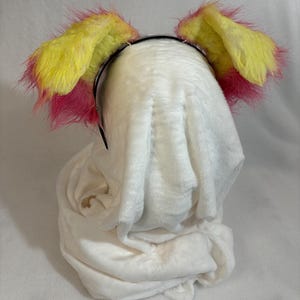 Pink & Yellow Puppy Dog Ears for Cosplay, Kemonomimi, Therian, Furry