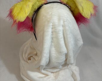 Rosa & Gelbe Hündchen Ohren für Cosplay, Kemonomimi, Therian, Furry