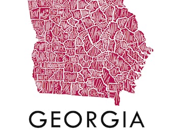 Georgia County Hand-drawn Map