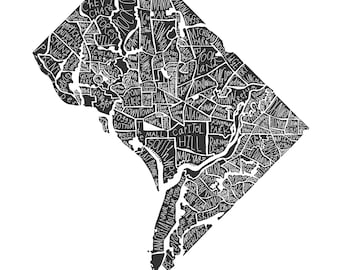 Washington DC Neighborhood Map – Digital SVG + PNG with Personal/Charity License