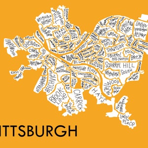 Pittsburgh City Neighborhood Map Hand-drawn Print image 9