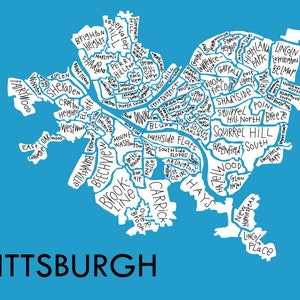 Pittsburgh City Neighborhood Map Hand-drawn Print image 8