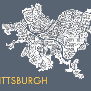 Pittsburgh City Neighborhood Map Hand-drawn Print image 4