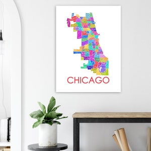 Impression de carte dessinée à la main du quartier de la ville de Chicago