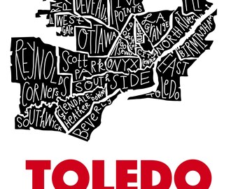 Mapa del vecindario de Toledo, Ohio – SVG + PNG digital con licencia personal/de beneficencia