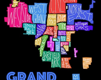 Grand Rapids Neighborhood Map – Digital SVG + PNG with Commercial / For-Profit License