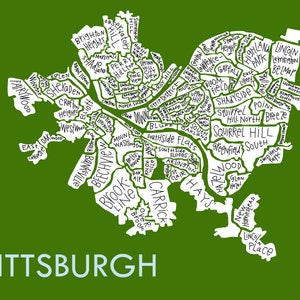 Pittsburgh City Neighborhood Map Hand-drawn Print image 3