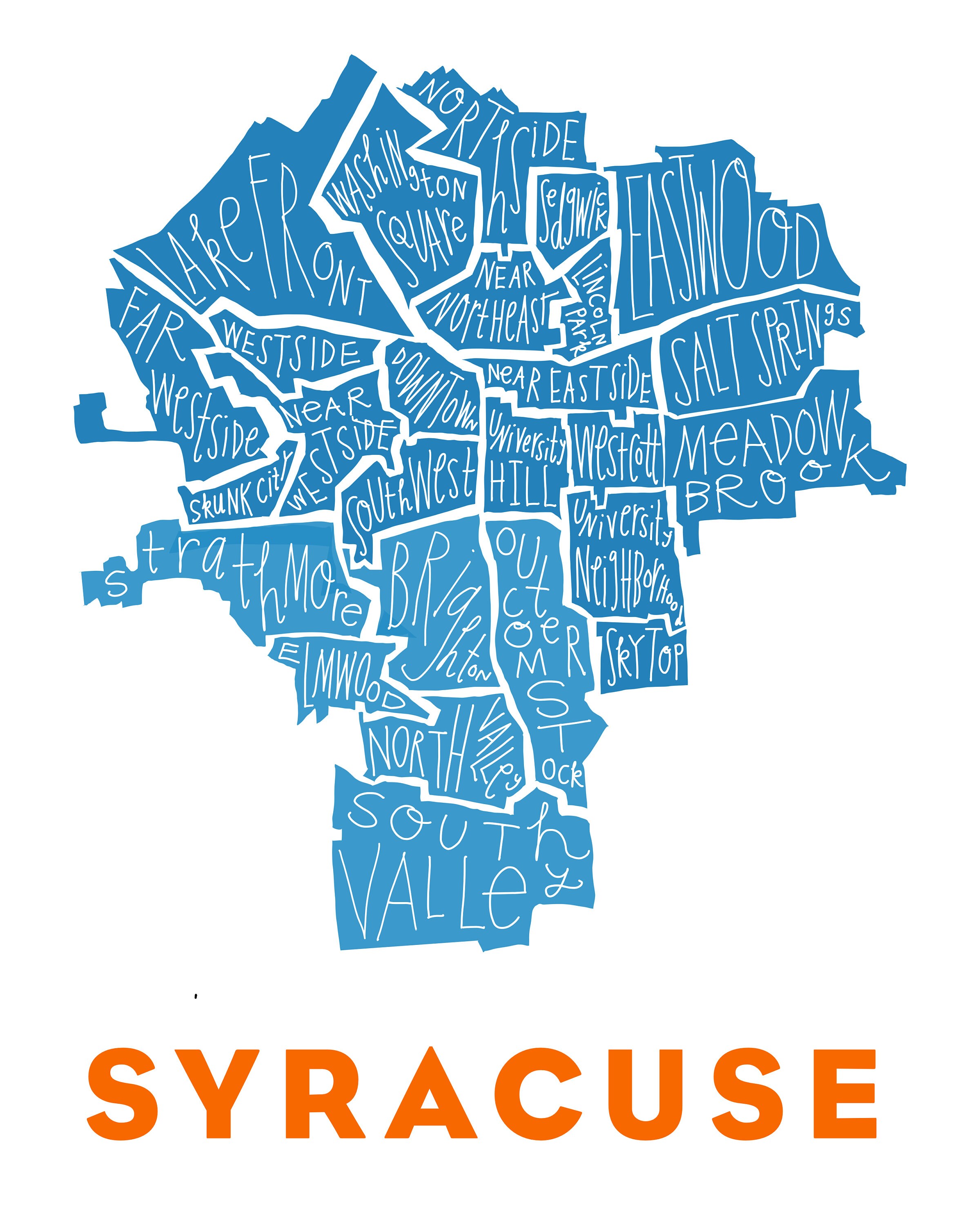 Syracuse City Neighborhood Print - Etsy