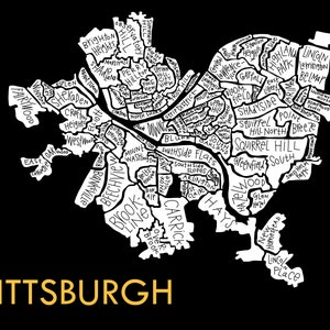 Pittsburgh City Neighborhood Map Hand-drawn Print image 2