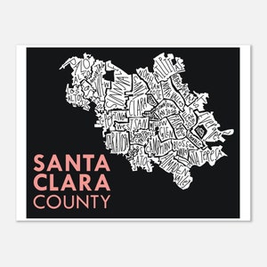 Santa Clara County - Silicon Valley Hand-Drawn Map Print