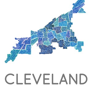 Cleveland Neighborhood Map Hand-drawn Print
