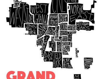 Grand Rapids Neighborhood Map – Digital SVG + PNG with Personal/Charity License
