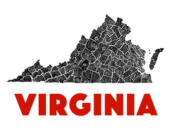 Virginia County-by-County Hand-drawn Map – Digital SVG + PNG with Personal/Charity License