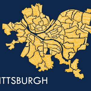 Pittsburgh City Neighborhood Map Hand-drawn Print image 10