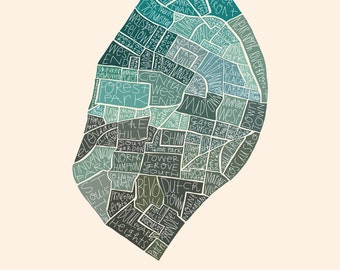 St. Louis Neighborhood City Map hand-drawn print