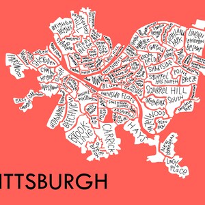 Pittsburgh City Neighborhood Map Hand-drawn Print image 6