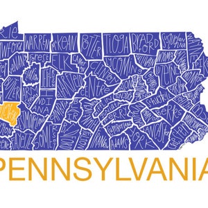 Pennsylvania County Map, hand-drawn image 1