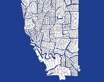 Buffalo, New York Map City Neighborhood Print