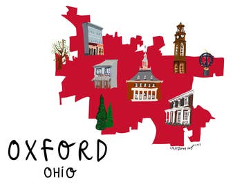 Oxford Ohio map print