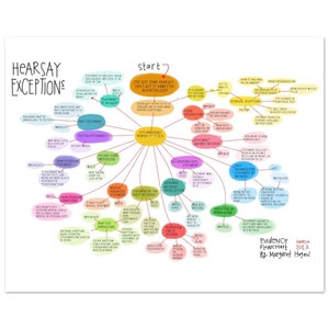 Law School Print: Evidence & Hearsay Exceptions Drawing Flowchart 16 x 20