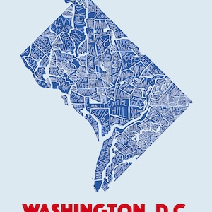 Handgetekende kaartafdruk wijk Washington (DC)