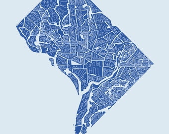 Washington, DC Neighborhood Hand-drawn Map Print