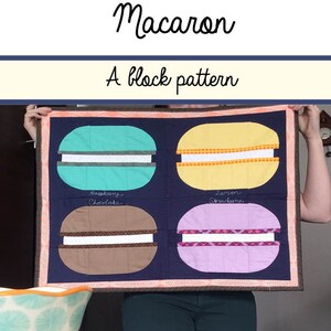 Macaron a block pattern PDF download curved piecing PDF pattern for those that love macarons Macaron pattern, baking quilt block image 2