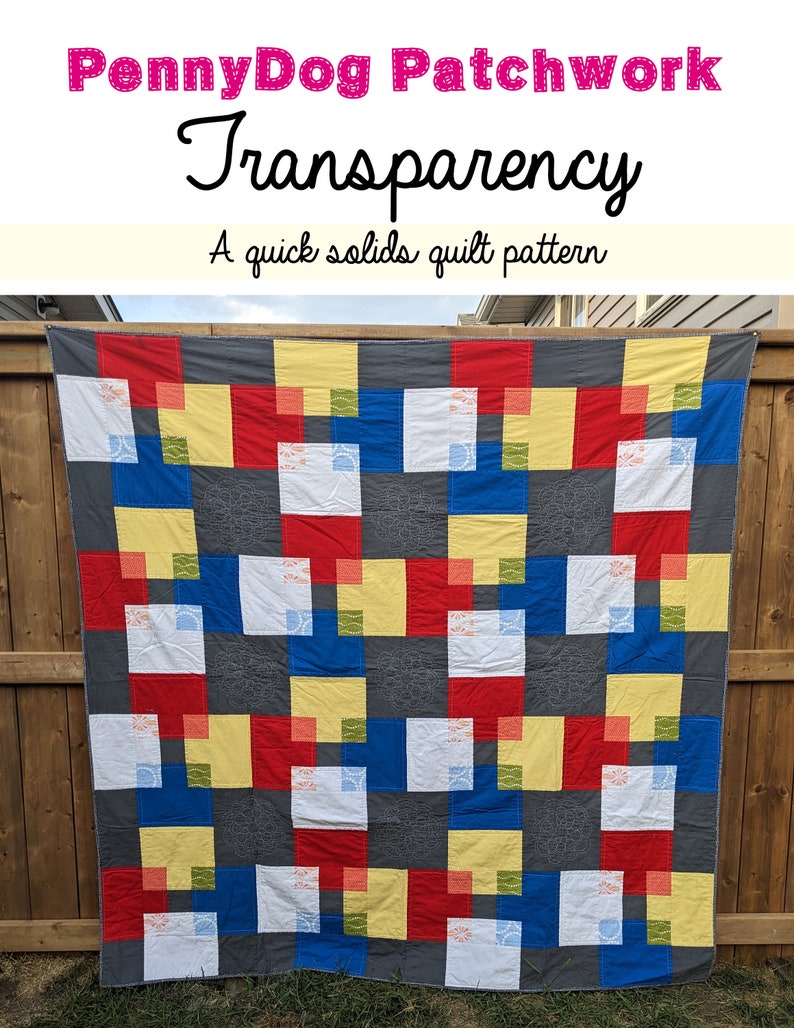 Transparency A quick solids quilt pattern, quilt pattern pdf download, quick quilt pattern, modern quilt pattern image 2