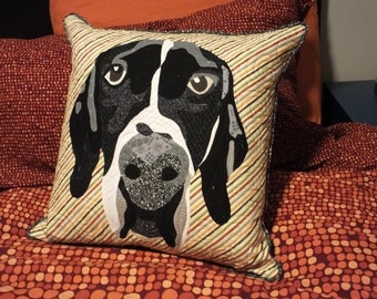 Hank Cushion (Paint by Numbers Quilts) A Freezer Paper, Machine Applique Pattern, PDF download, dog cushion design