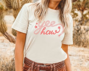 Yee Haw Cowgirl T-Shirt, Western Graphic Tee, Trendy Rodeo Shirt