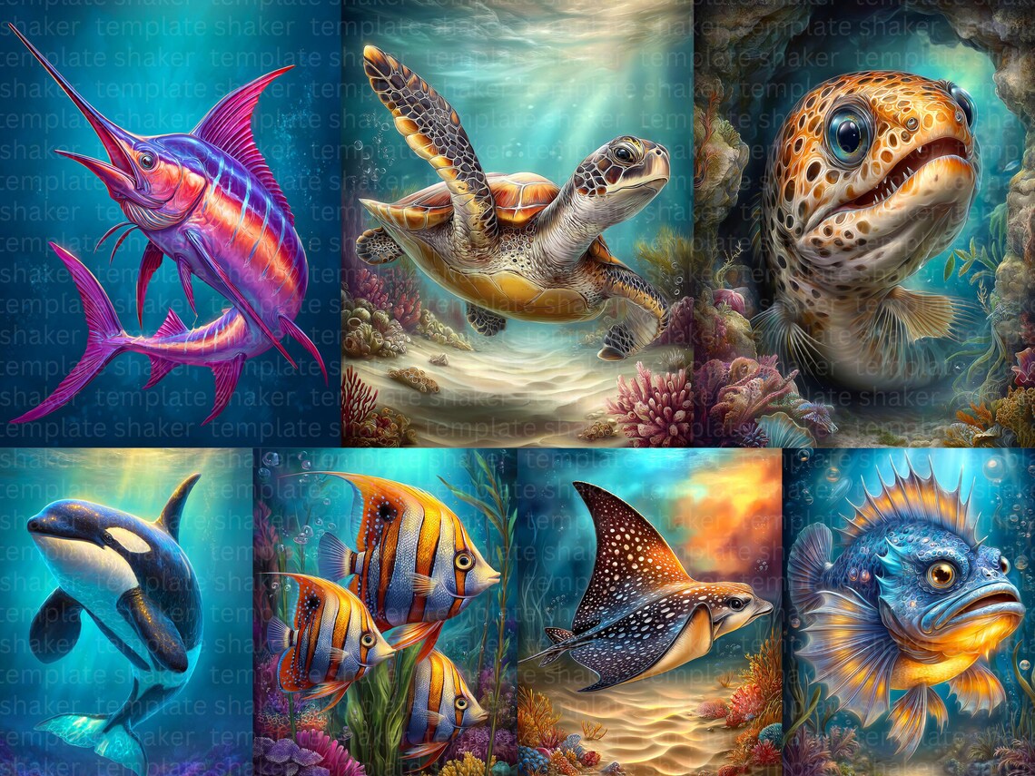 Deep Sea Life Coloring Book: 38 Grayscale Pages for Adults, Printable ...
