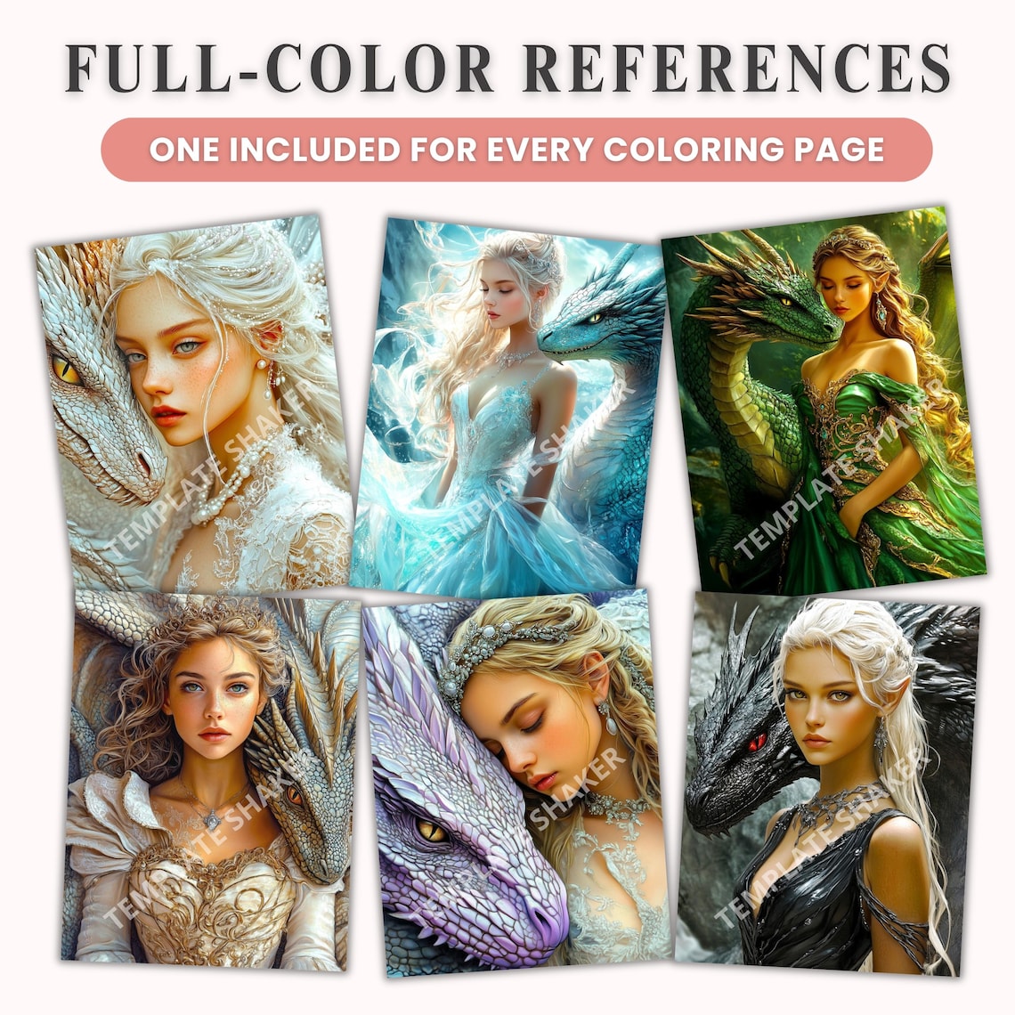 Livro de colorir para adultos Princesa Dragão: Páginas de arte ...