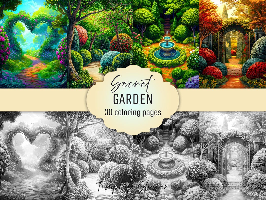 Secret Garden Coloring Book Floral Grayscale Pages for Adults