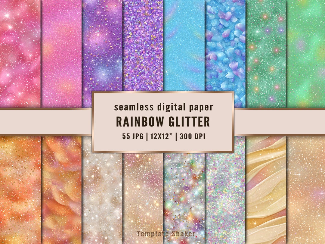 Iridescent Glitter Digital Paper Pack, Seamless Pattern, Scrapbook ...