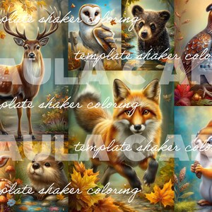 Woodland Animals Coloring Book: Fall Forest Grayscale Pages, PDF Download, Colored Version Included image 8