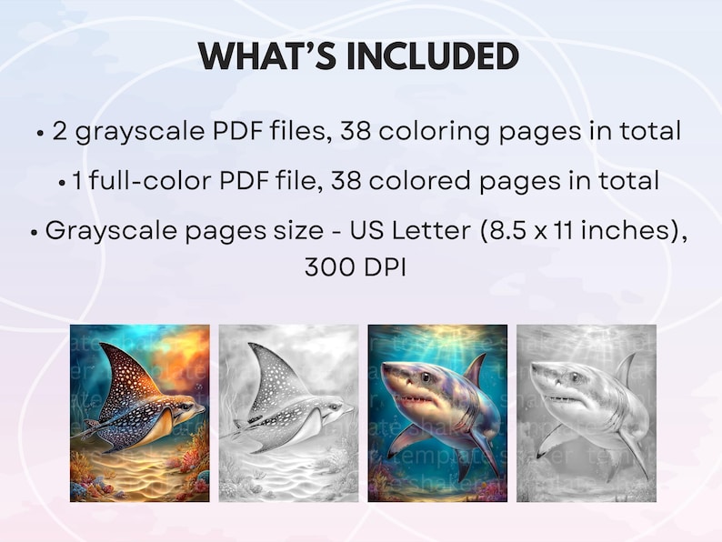 Deep Sea Life Coloring Book: 38 Grayscale Pages for Adults, Printable ...