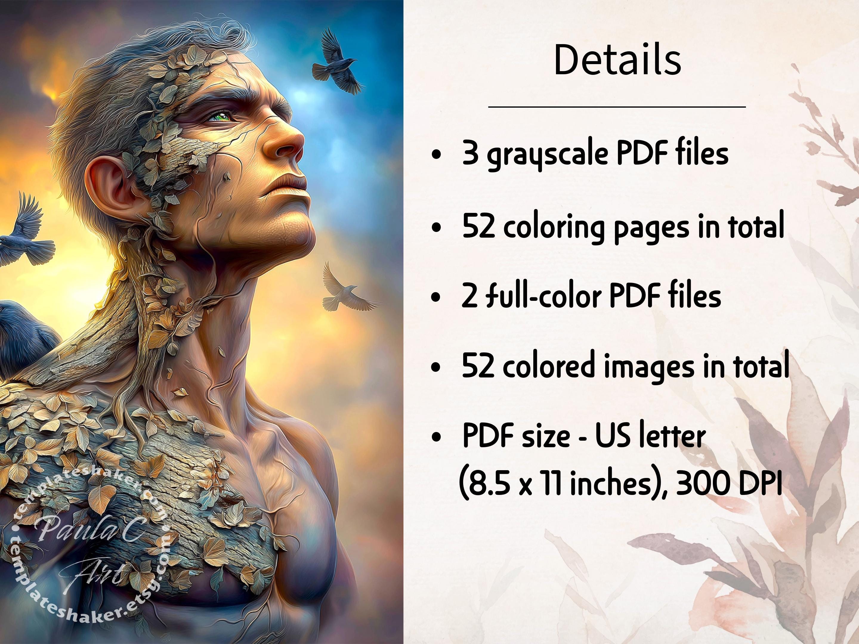 Dark Fantasy Forest Coloring Book: Creepy Grayscale Horror Pages, PDF ...