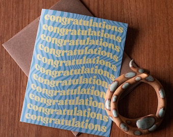 Congratulations Greeting Card / A2 5.5" x 4.25" / 100% Recycled Paper Card with Kraft Envelope / Blank Inside / Canada