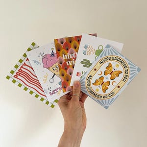 5 PACK - Birthday greeting cards | A2 5.5 x 4.25" | ethically sourced paper | blank inside | made in Canada