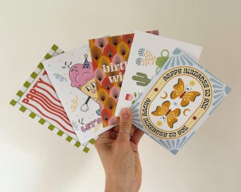 5er Pack - Grußkarten zum Geburtstag | A2 5.5 x 4.25" | Papier aus nachhaltiger Produktion | leere Innenseite | hergestellt in Kanada