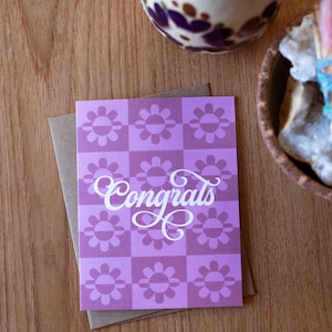Carte de voeux félicitations | de félicitations florales | A2 5,5 x 4,25 po. | papier de source éthique | intérieur vierge | fabriqué au Canada