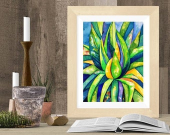 Agave Original Watercolor 10 x 7 inches Southwest Desert Mexico