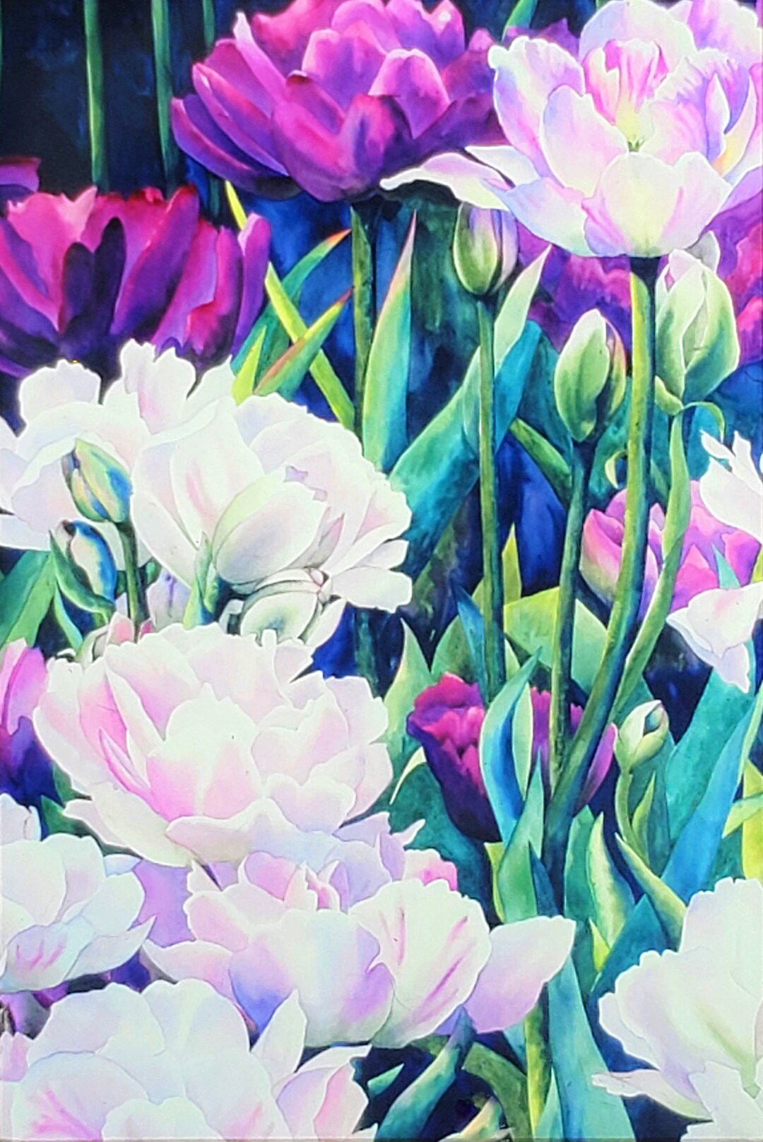 Hand-tinted Watercolor Print, 10 X 8 Inches, Tulip Angelique Painting ...