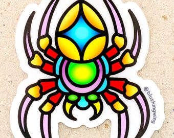 Colorful Vinyl Spider Sticker / Tattoo Inspired Decal