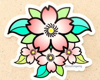 Bold Vinyl Cherry Blossoms Sticker / Tattoo Inspired Sakura Decal