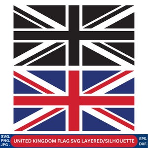 Bandeira do Reino Unido SVG em camadas e silhueta, bandeira britânica Svg, bandeira britânica Cricut, bandeira do Reino Unido PNG.