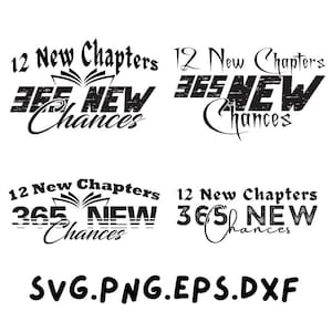 12 nieuwe hoofdstukken, 365 nieuwe kansen: digitale png-download voor een gelukkig nieuwjaar, eenvoudige en populaire ontwerpen.